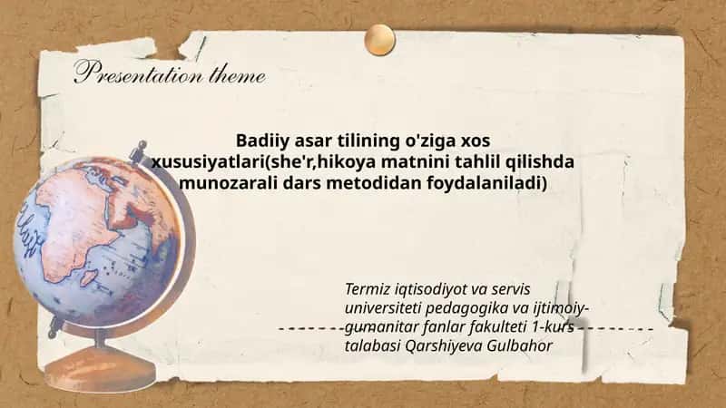 Badiiy asar tilining o'ziga xos xususiyatlari 1