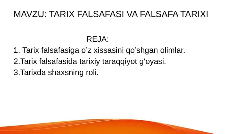Tarix Falsafasi va Falsafa Tarixi 1