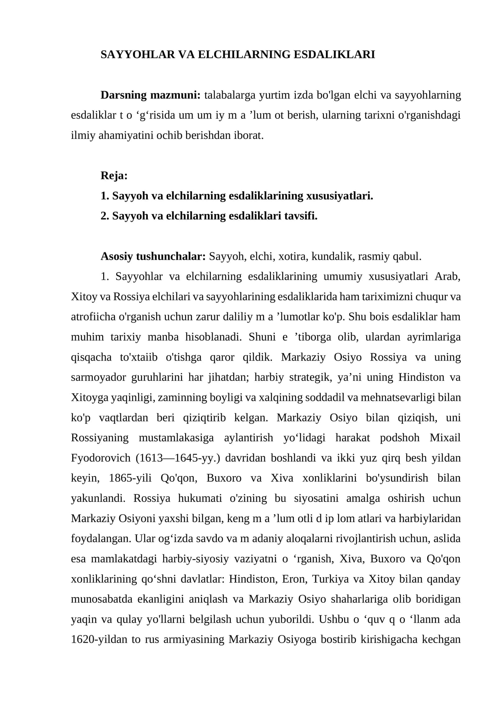 SAYYOHLAR VA ELCHILARNING ESDALIKLARI 1