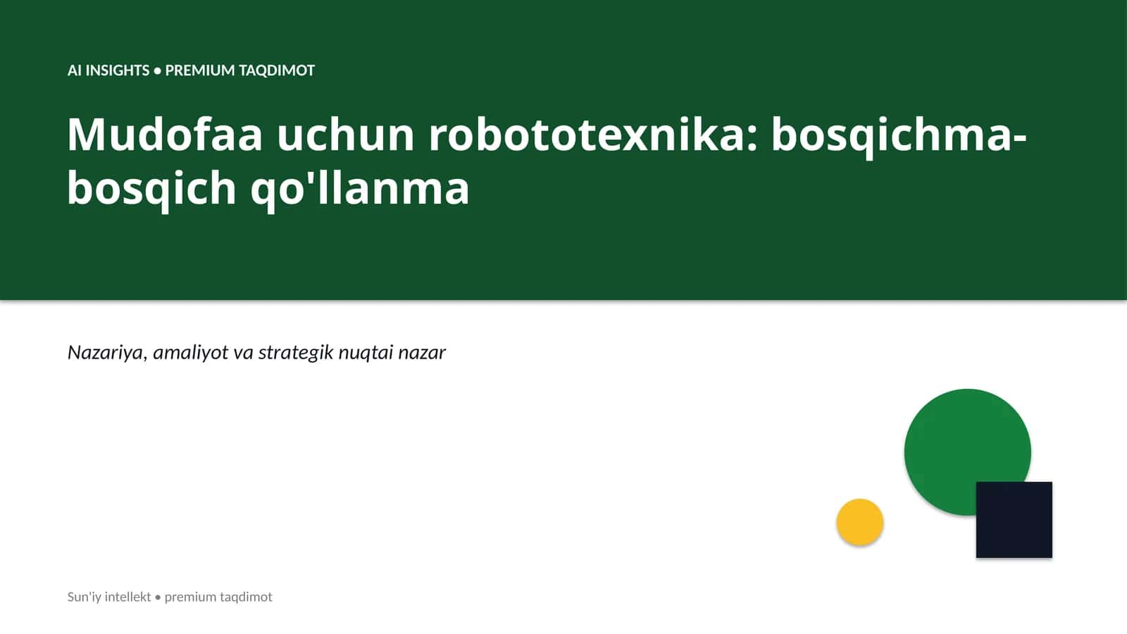 Mudofaa uchun robototexnika: bosqichma-bosqich qo'llanma 1