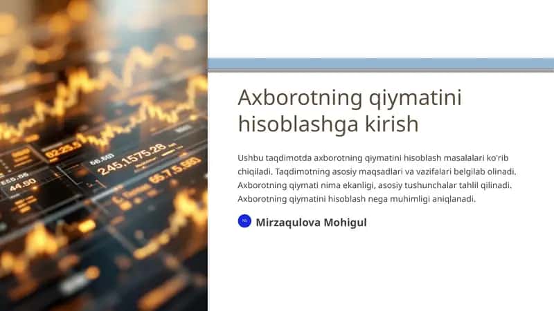 Axborotning qiymatini hisoblashga kirish 1