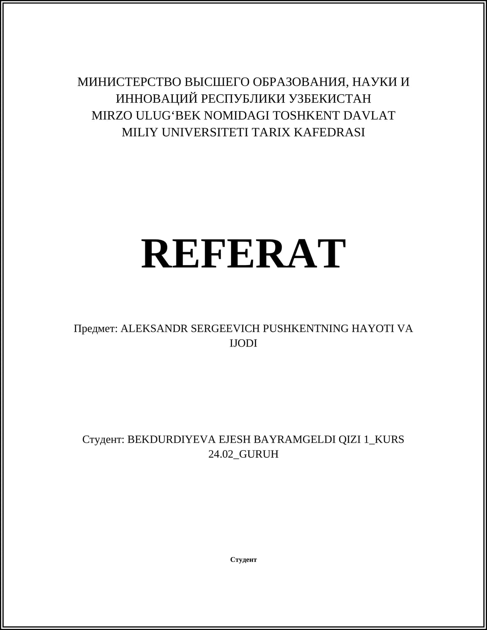ALEKSANDR SERGEEVICH PUSHKENTNING HAYOTI VA IJODI 1