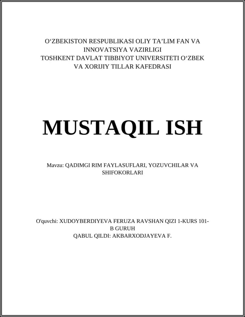 QADIMGI RIM FAYLASUFLARI, YOZUVCHILAR VA SHIFOKORLARI 1
