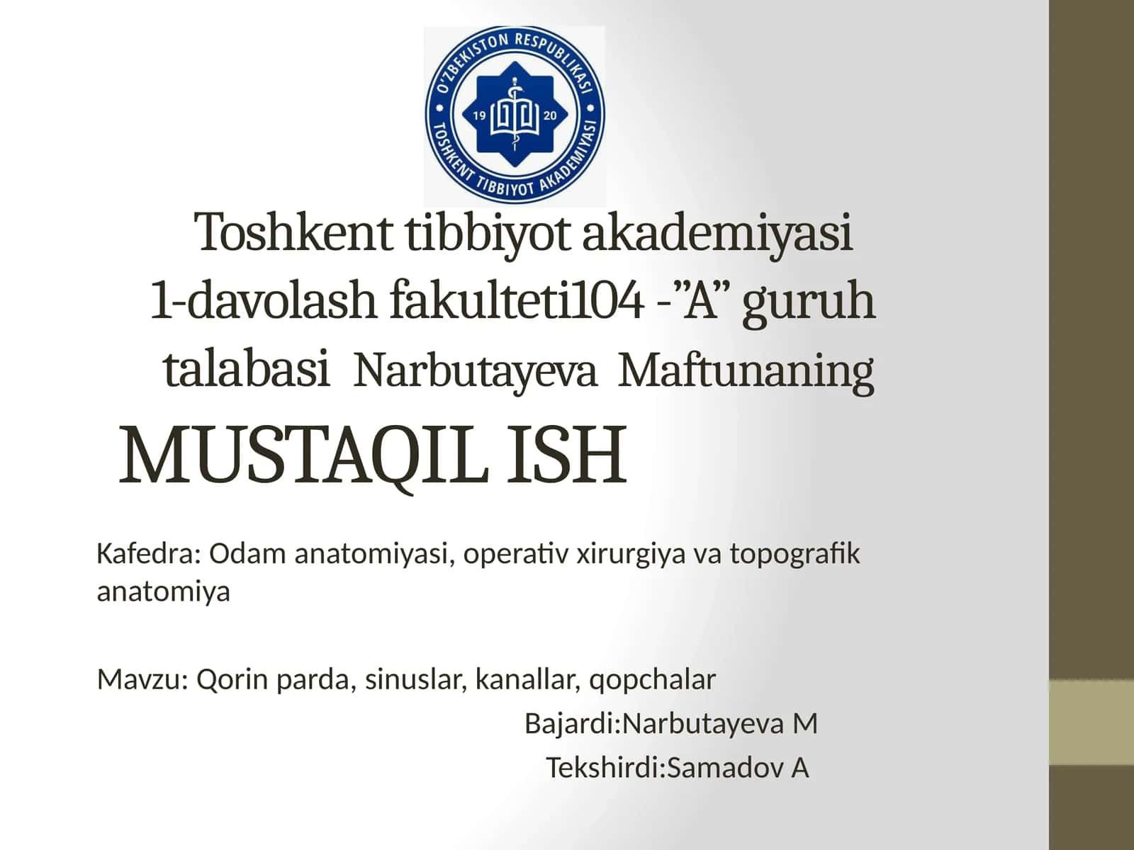 Qorin parda, sinuslar, kanallar, qopchalar 1