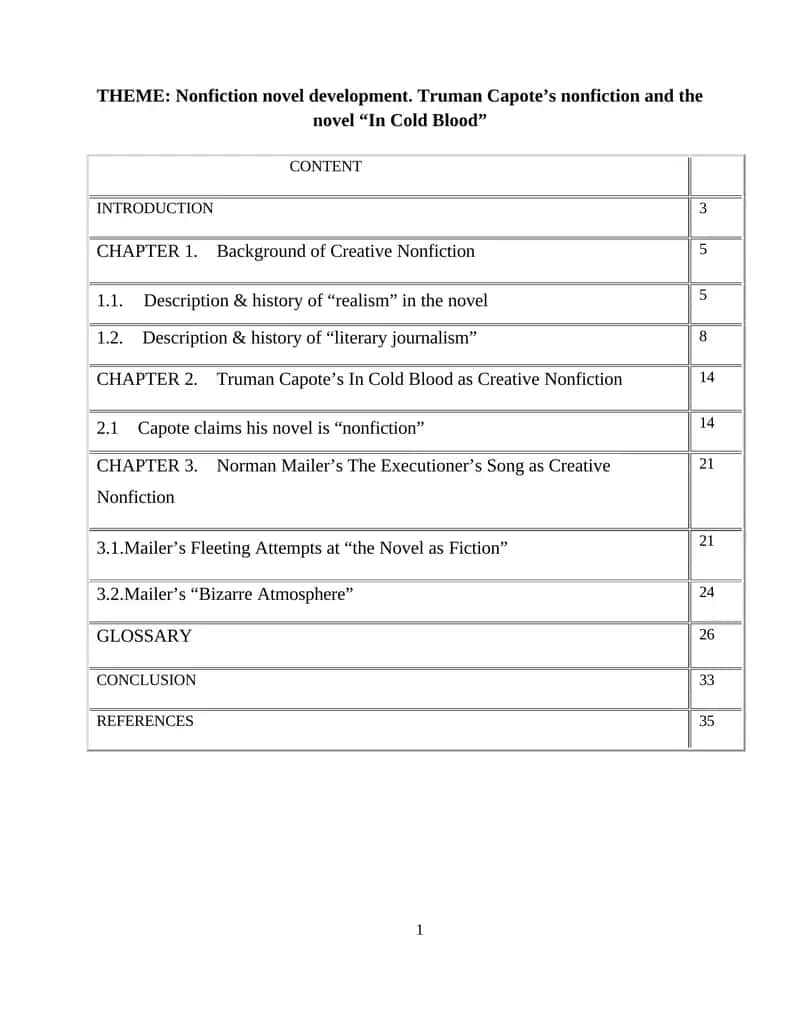 Nonfiction novel development. Truman Capote’s nonfiction and the novel “In Cold Blood” 1