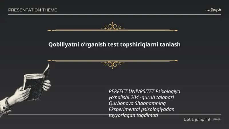 Qobiliyatni oʻrganish test topshiriqlarni tanlash 1