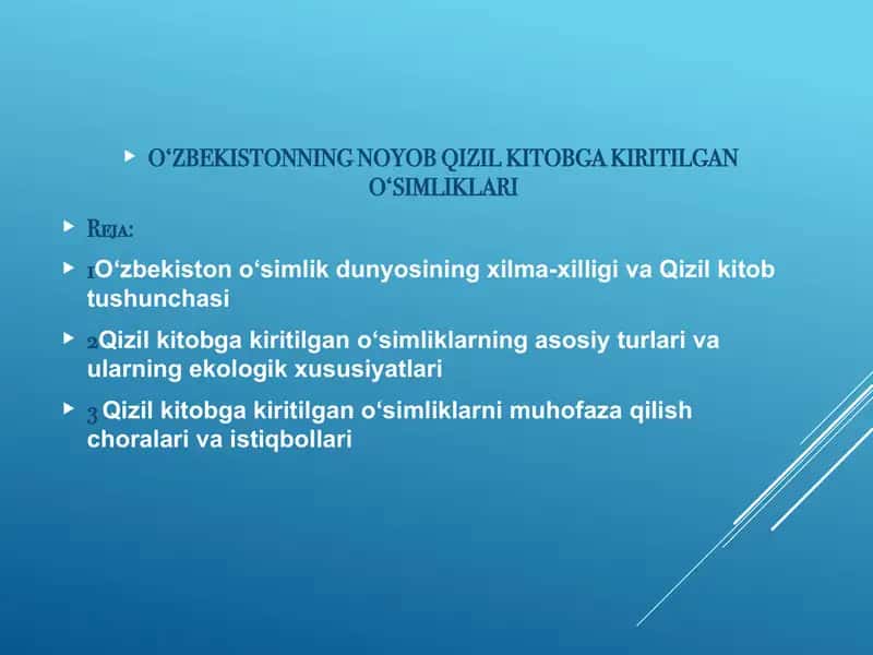 O‘ZBEKISTONNING NOYOB QIZIL KITOBGA KIRITILGAN O‘SIMLIKLARI 1