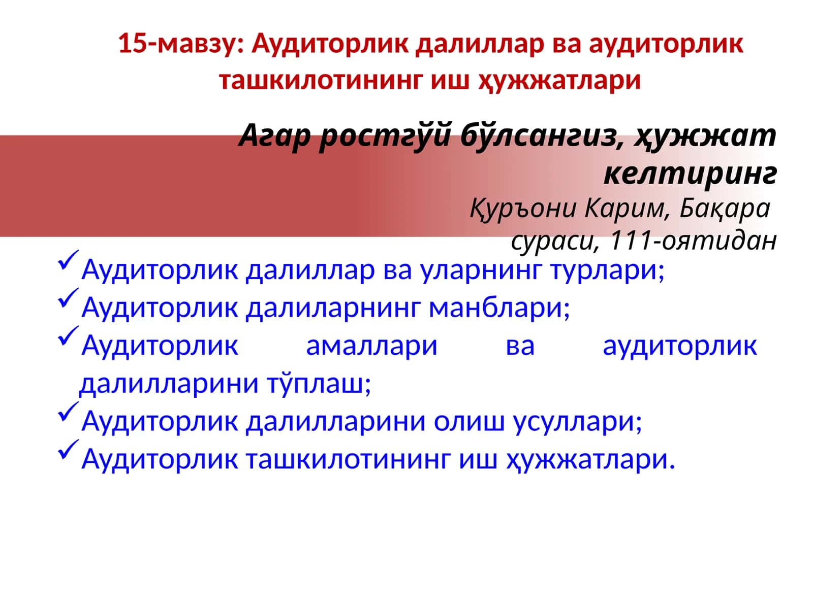 Аудиторлик далиллари 1