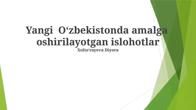 Yangi Oʻzbekistonda amalga oshirilayotgan islohotlar 1