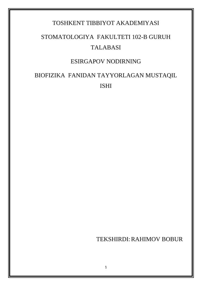 Elektrokardiografiyaning fizik asoslarini o‘rganish 1