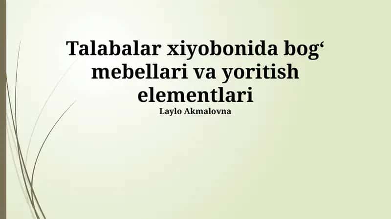 Bog' Mebel va Yoritish Elementlari 1