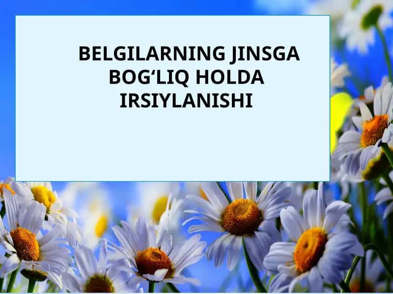 Belgilarning Jinsga Bog‘liq Holda Irsiylanishi 1