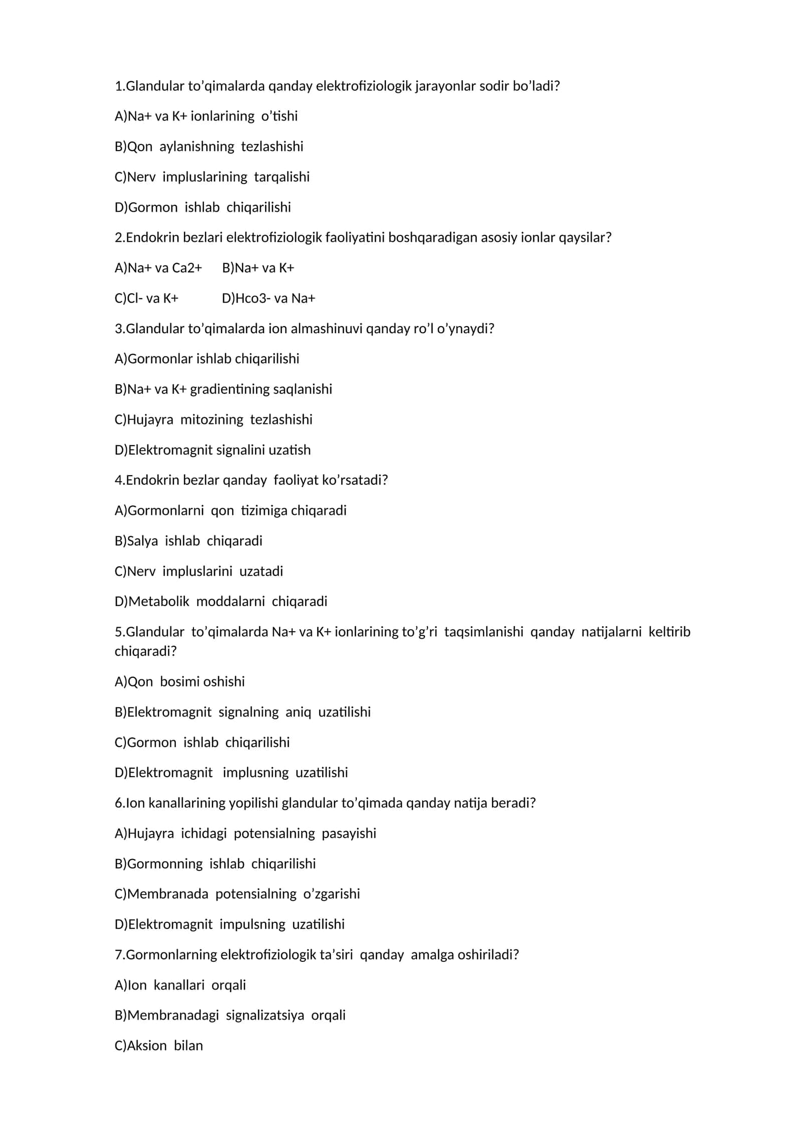 Glandular to’qimalarda Elektrofiziologiya 1