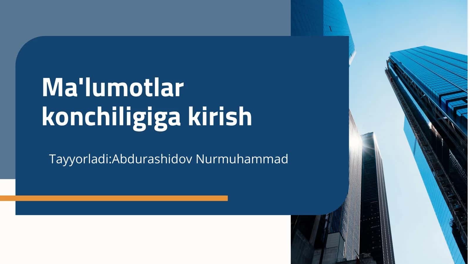 Ma'lumotlar konchiligiga kirish 1