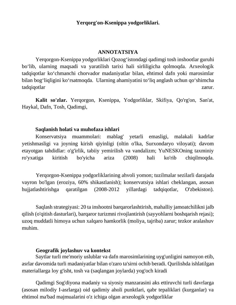 Yerqorg'on-Ksenippa yodgorliklari 1