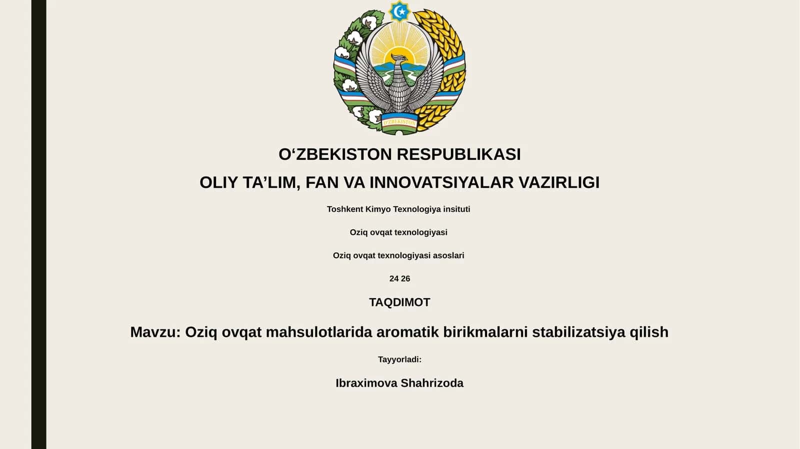 Oziq ovqat mahsulotlarida aromatik birikmalarni stabilizatsiya qilish 1