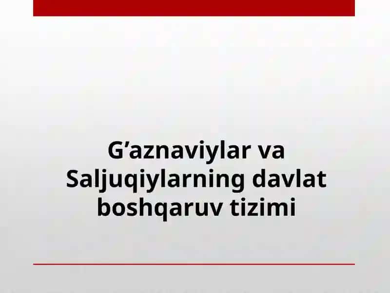G’aznaviylar va Saljuqiylarning davlat boshqaruvtizimi
