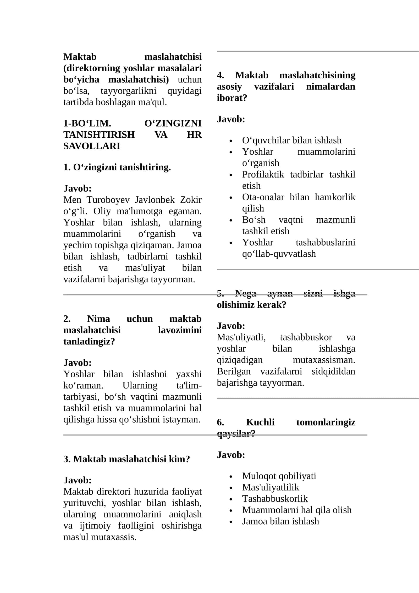 Maktab maslahatchisi (direktorning yoshlar masalalari bo‘yicha maslahatchisi) 1