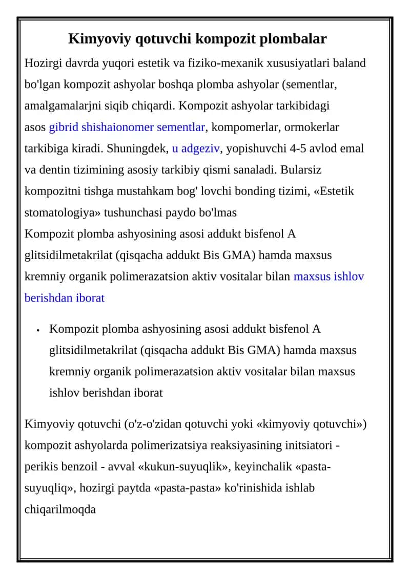 Kimyoviy qotuvchi kompozit plombalar 1