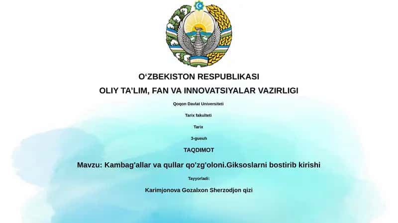 Kambag'allar va qullar qo'zg'oloni.Giksoslarni bostirib kirishi 1