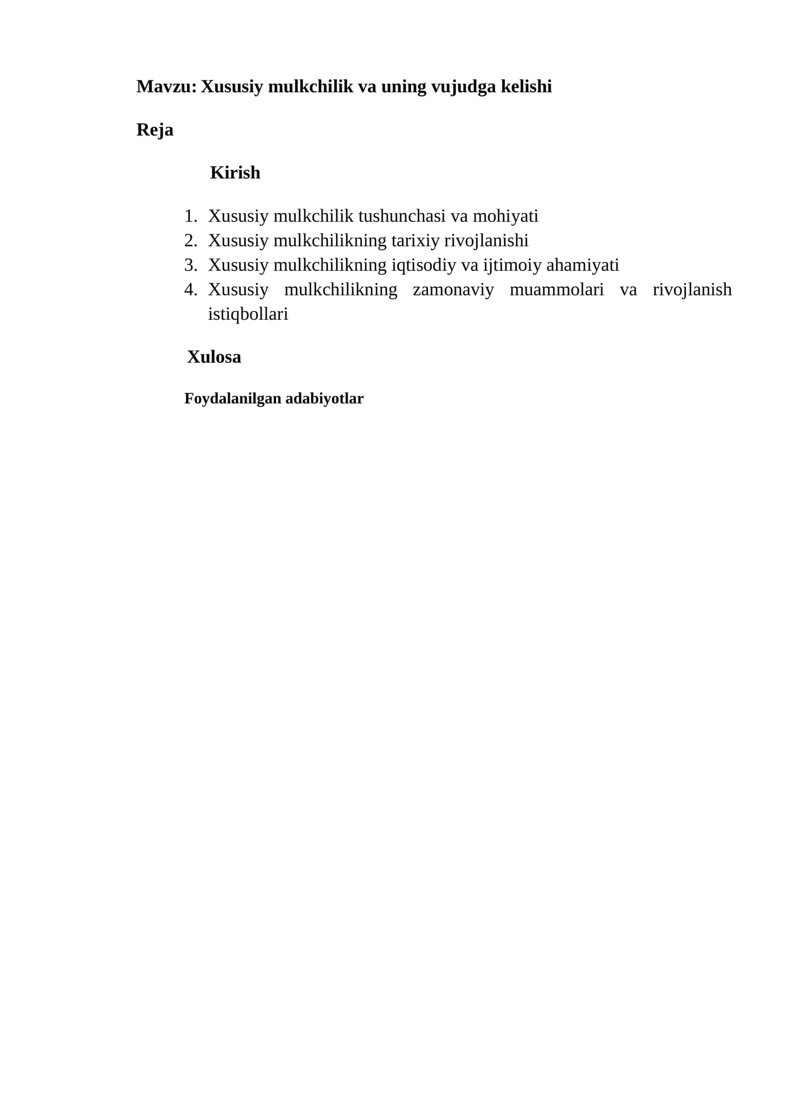 Xususiy mulkchilik va uning vujudga kelishi 1