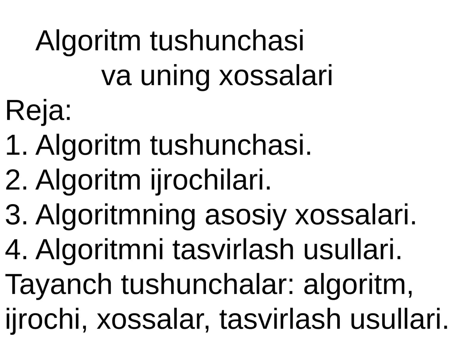 Algoritm tushunchasi 1