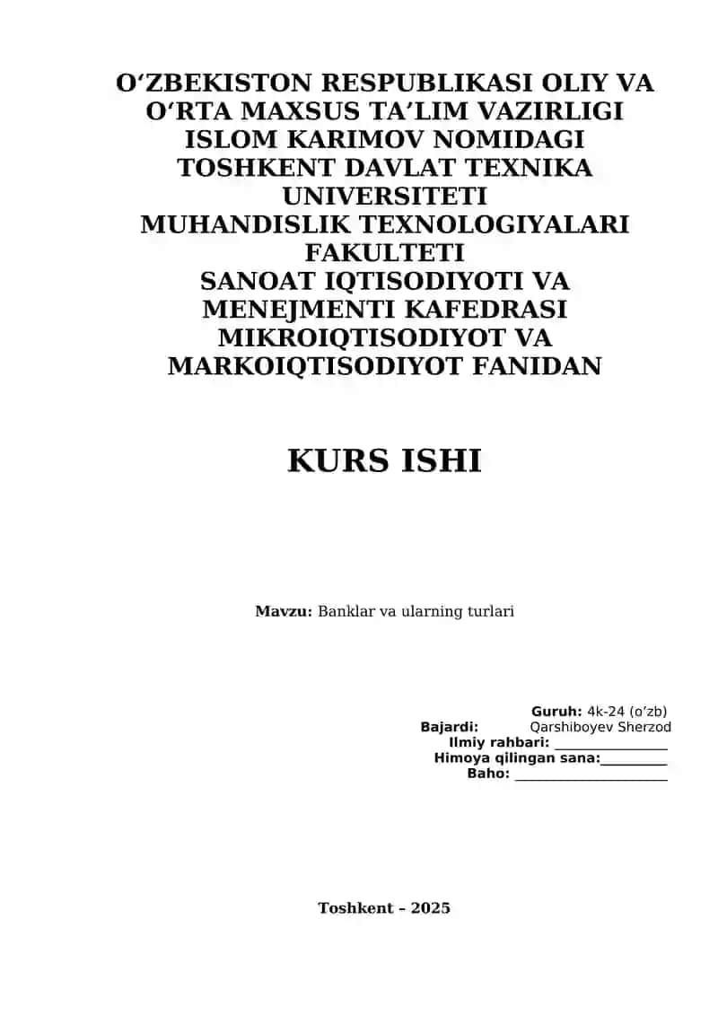 Banklar va ularning turlari 1
