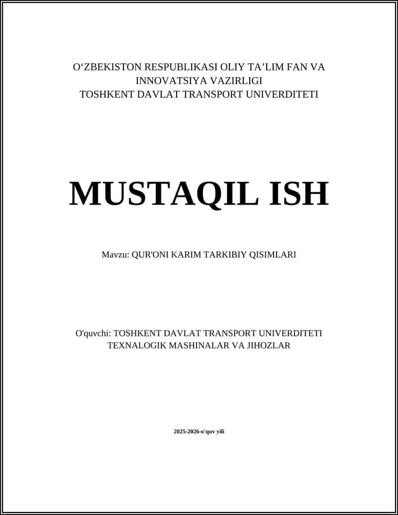 QUR'ONI KARIM TARKIBIY QISIMLARI 1