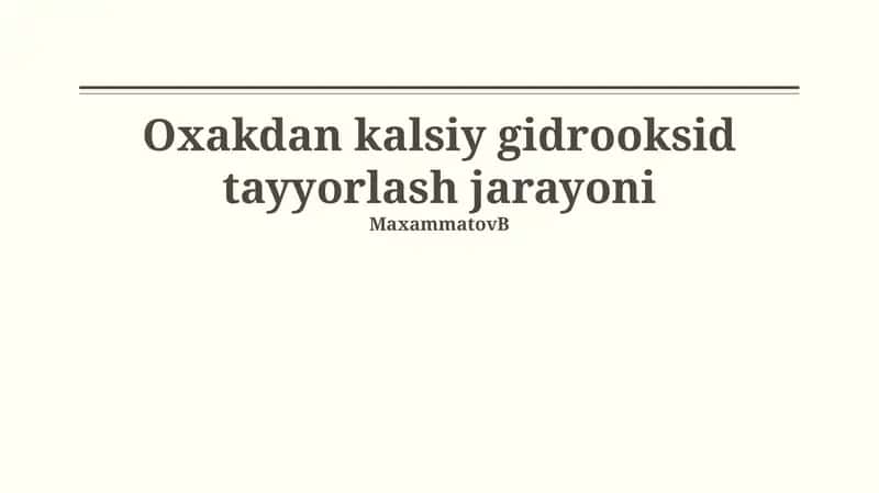 Oxakdan kalsiy gidrooksid tayyorlash jarayoni 1