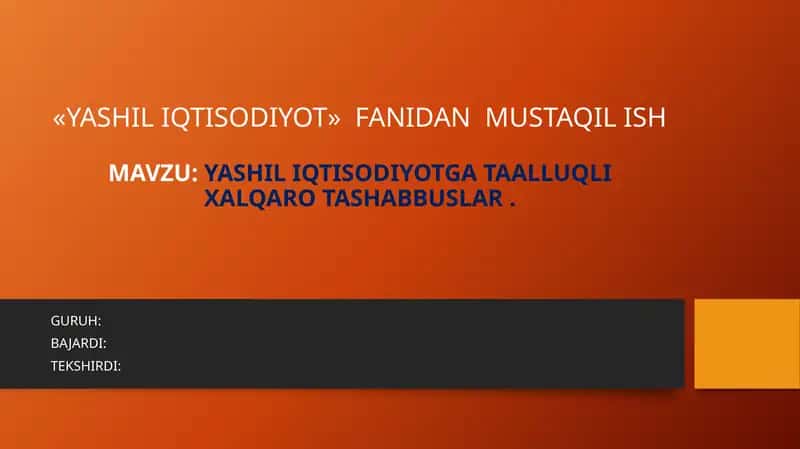 Yashil iqtisodiyot 1