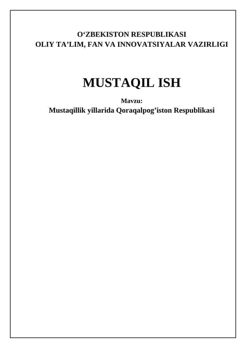 Mustaqillik yillarida Qoraqalpog'iston Respublikasi 1