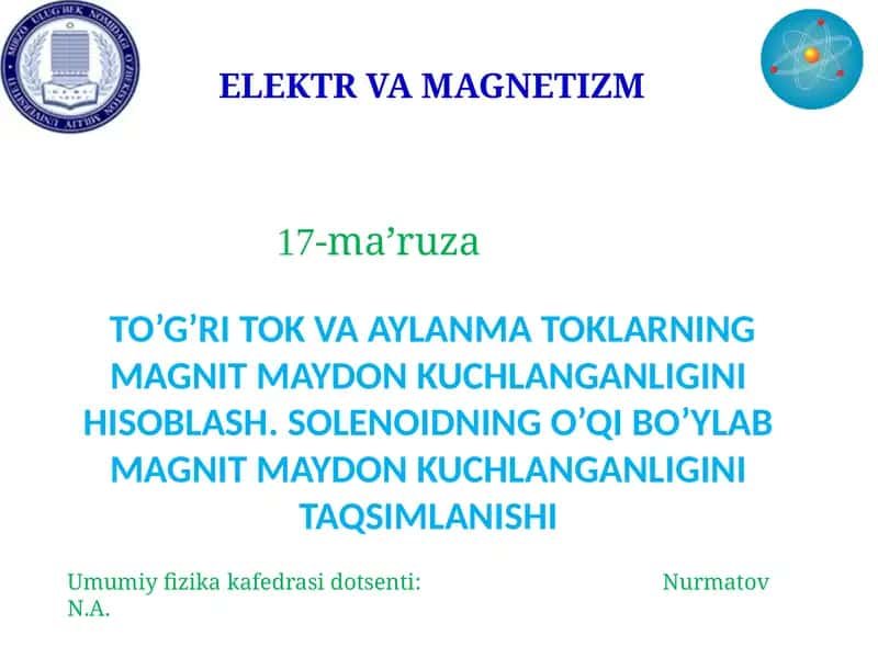 ELEKTR VA MAGNETIZM 1