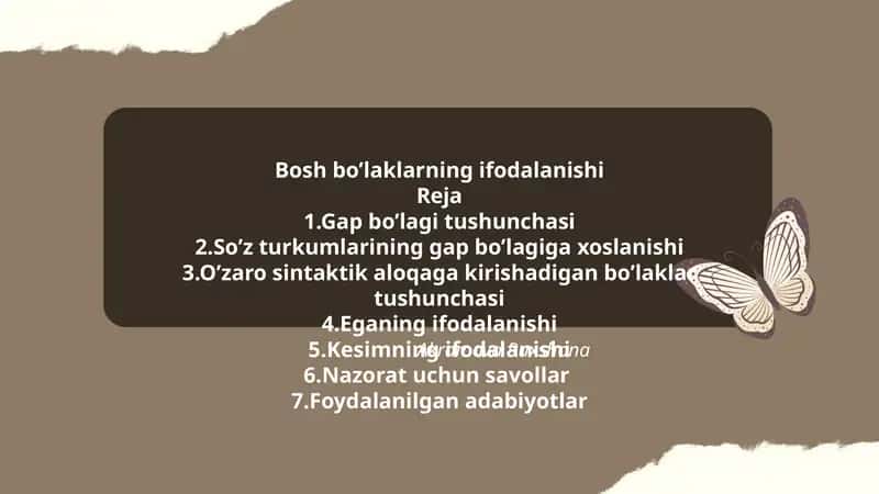 Bosh bo’laklarning ifodalanishi 1