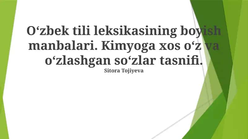 O'zbek Kimyosidagi Asl Va Qarz So'zlar 1