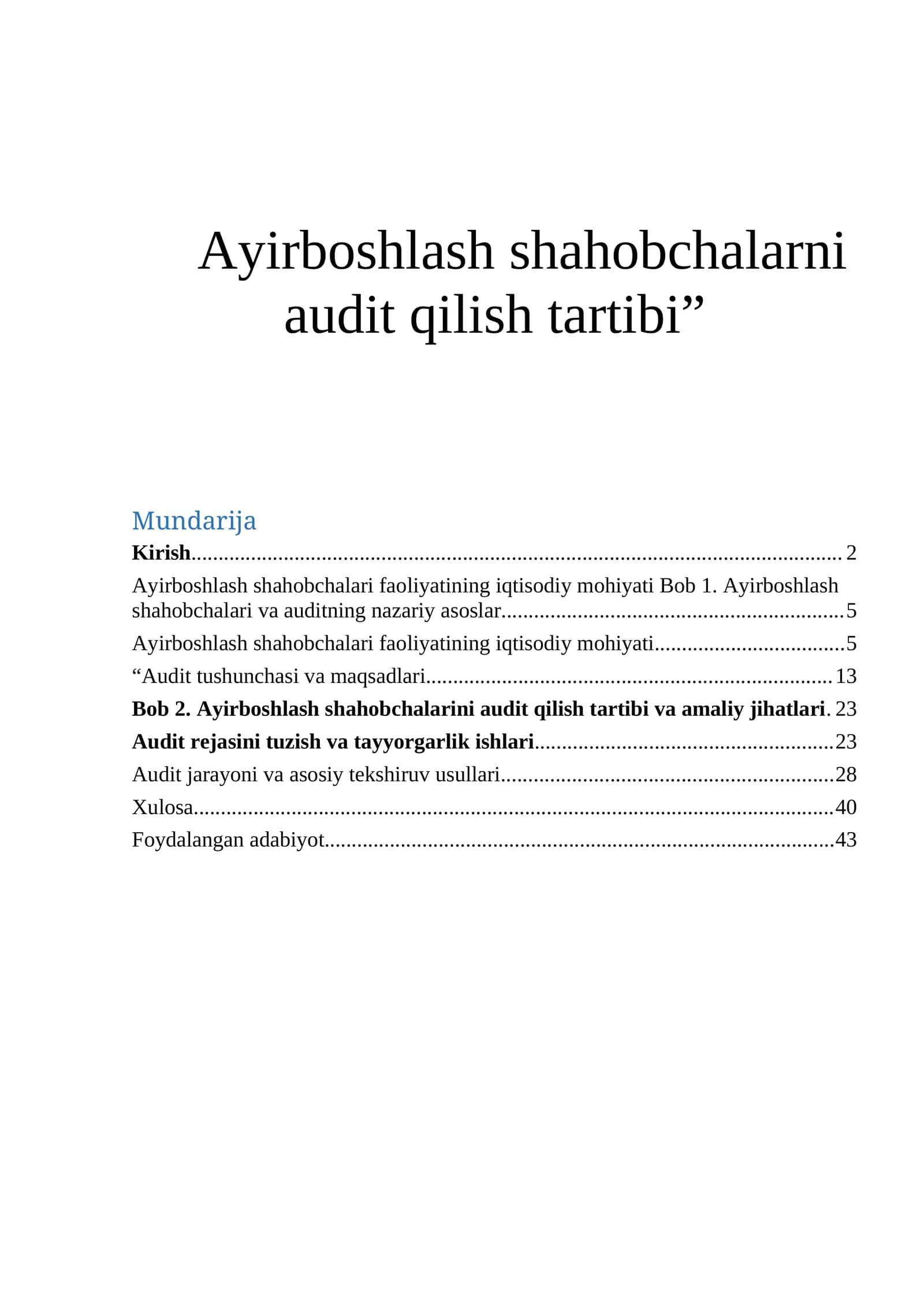 Ayirboshlash shahobchalarni audit qilish tartibi 1