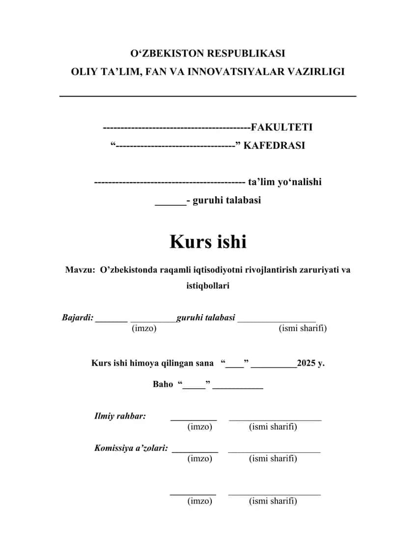 O’zbekistonda raqamli iqtisodiyotni rivojlantirish zaruriyati va istiqbollari 1