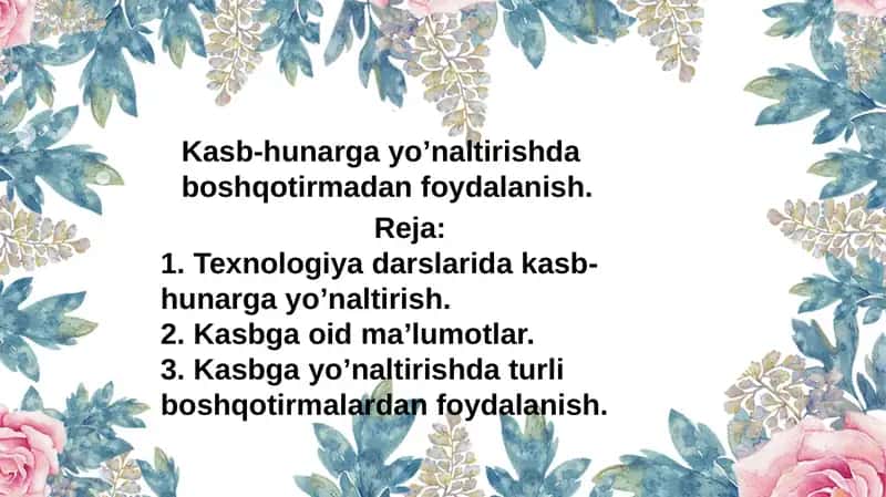 Kasb-hunarga yoʼnaltirishda boshqotirmadan foydalanish 1