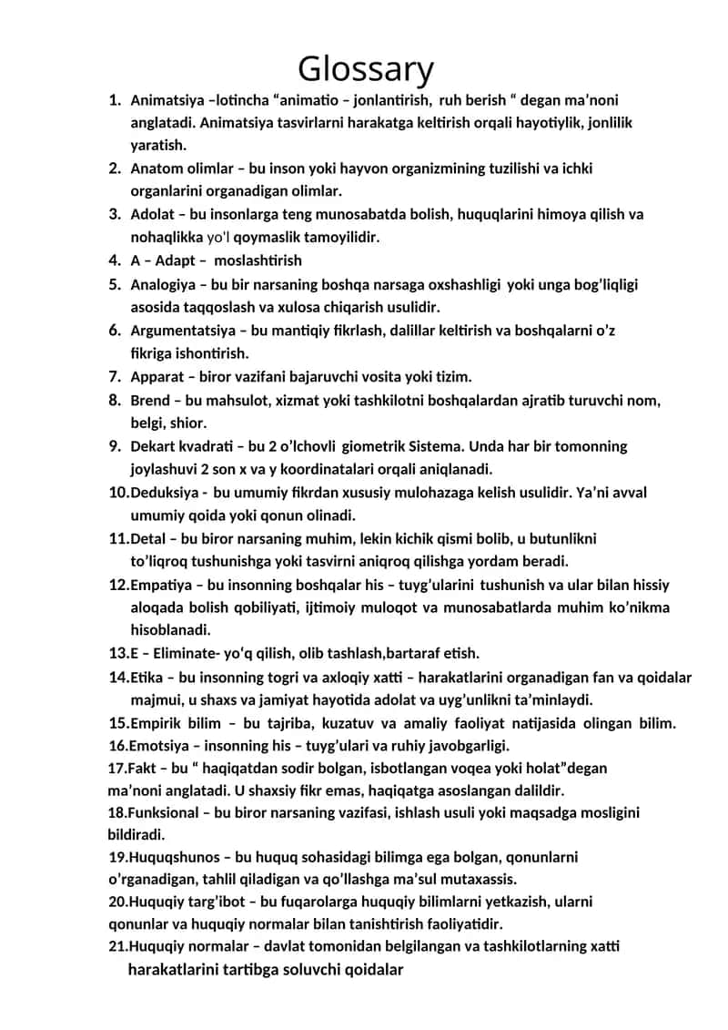 Huquqiy konikmalar va metodologiyadan glossary 1