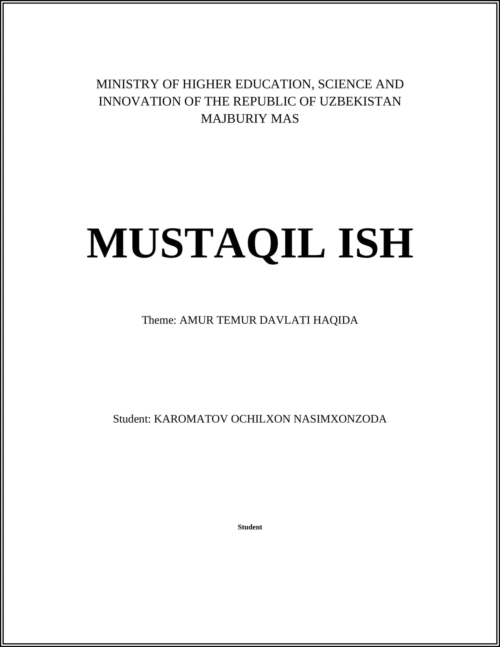 AMUR TEMUR DAVLATI HAQIDA 1