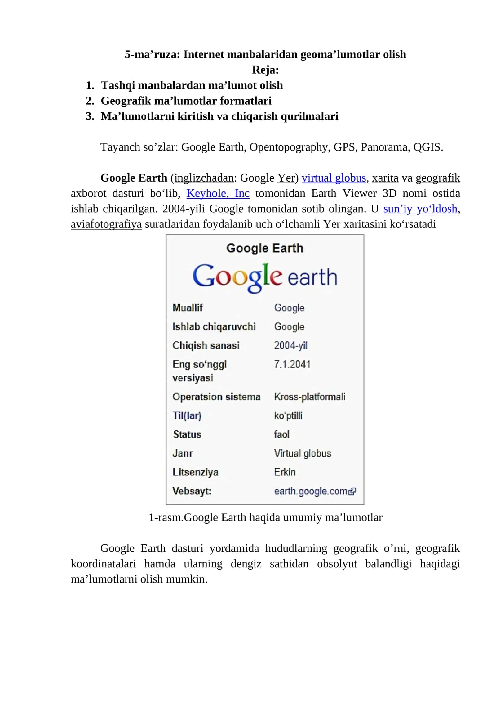 Internet manbalaridan geoma’lumotlar olish 1