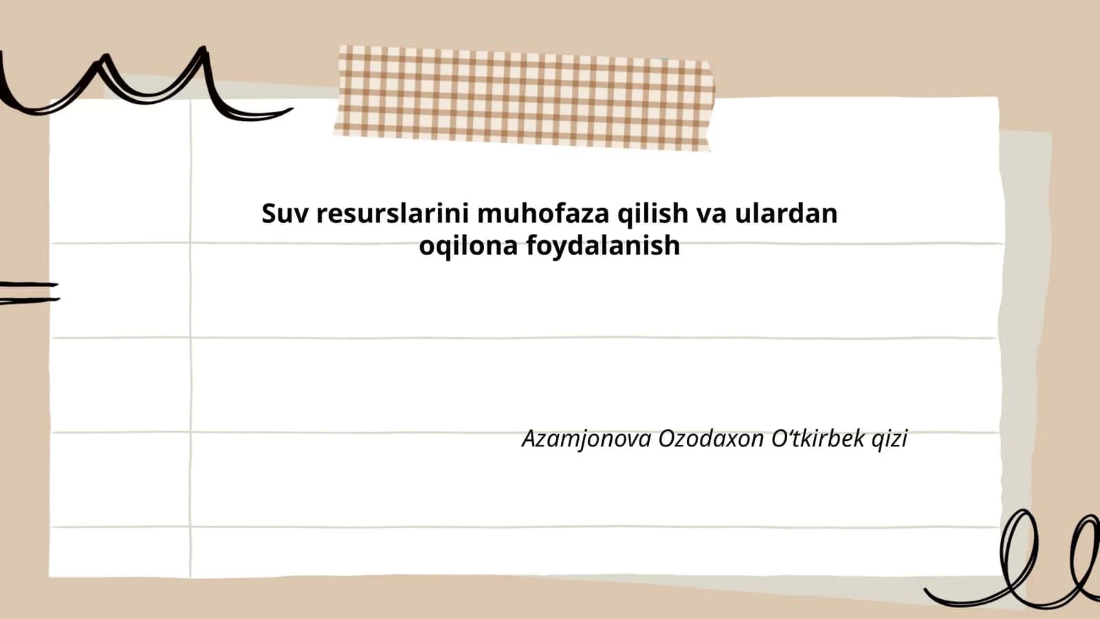 Suv resurslarini muhofaza qilish va ulardan oqilona foydalanish 1