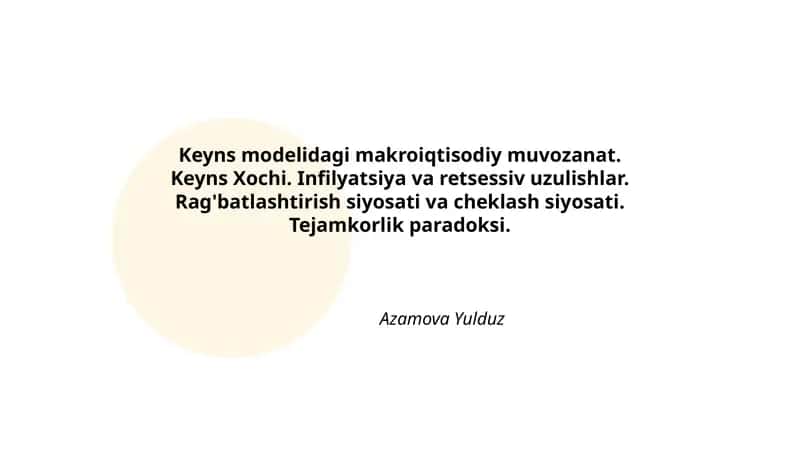 Keyns modelidagi makroiqtisodiy muvozanat 1