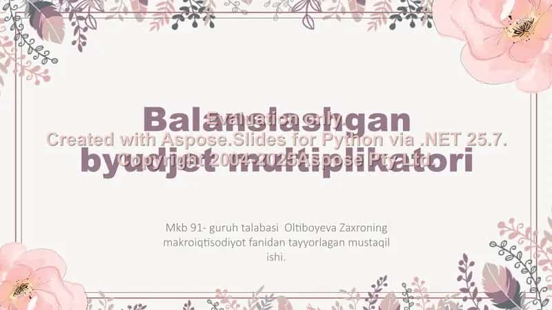 Balanslashgan byudjet multiplikatori 1