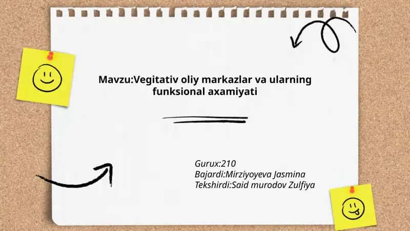 Vegitativ oliy markazlar va ularning funksional axamiyati 1