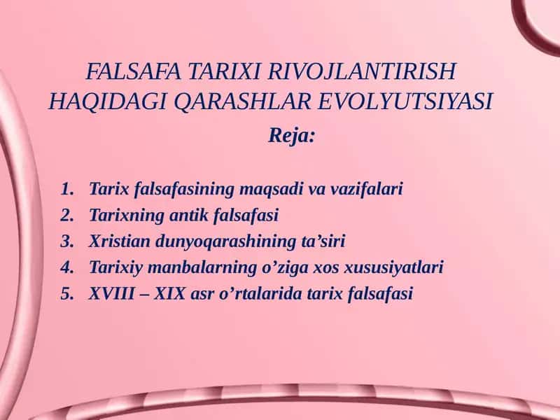 FALSAFA TARIXI RIVOJLANTIRISH HAQIDAGI QARASHLAR EVOLYUTSIYASI 1