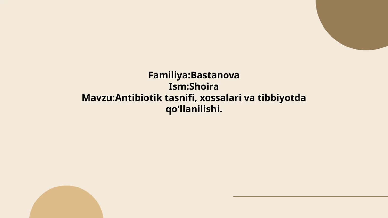 Antibiotik tasnifi, xossalari va tibbiyotda qo'llanilishi 1