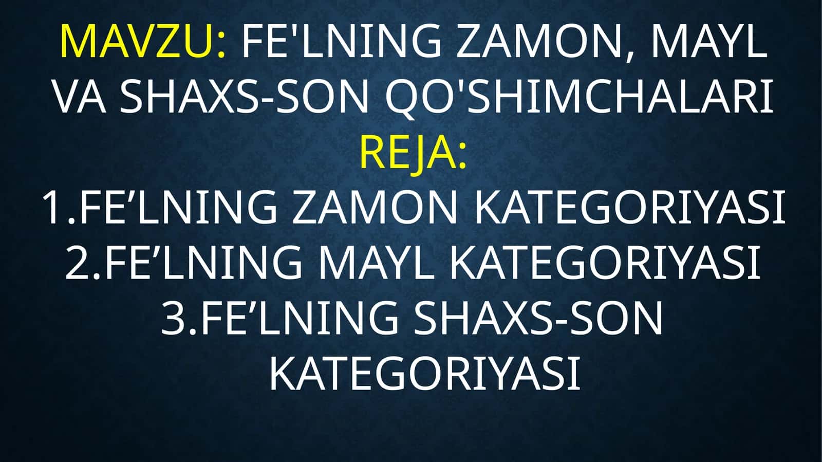 FE'LNING ZAMON, MAYL VA SHAXS-SON QO'SHIMCHALARI 1