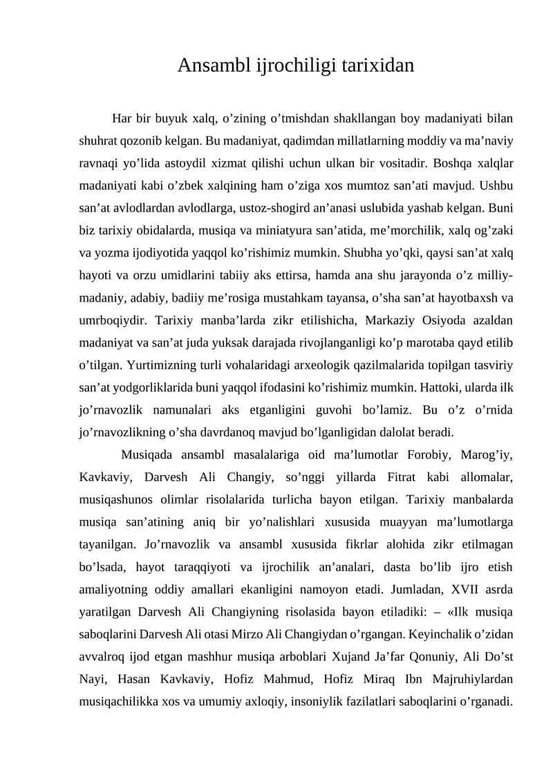Ansambl ijrochiligi tariхidan 1