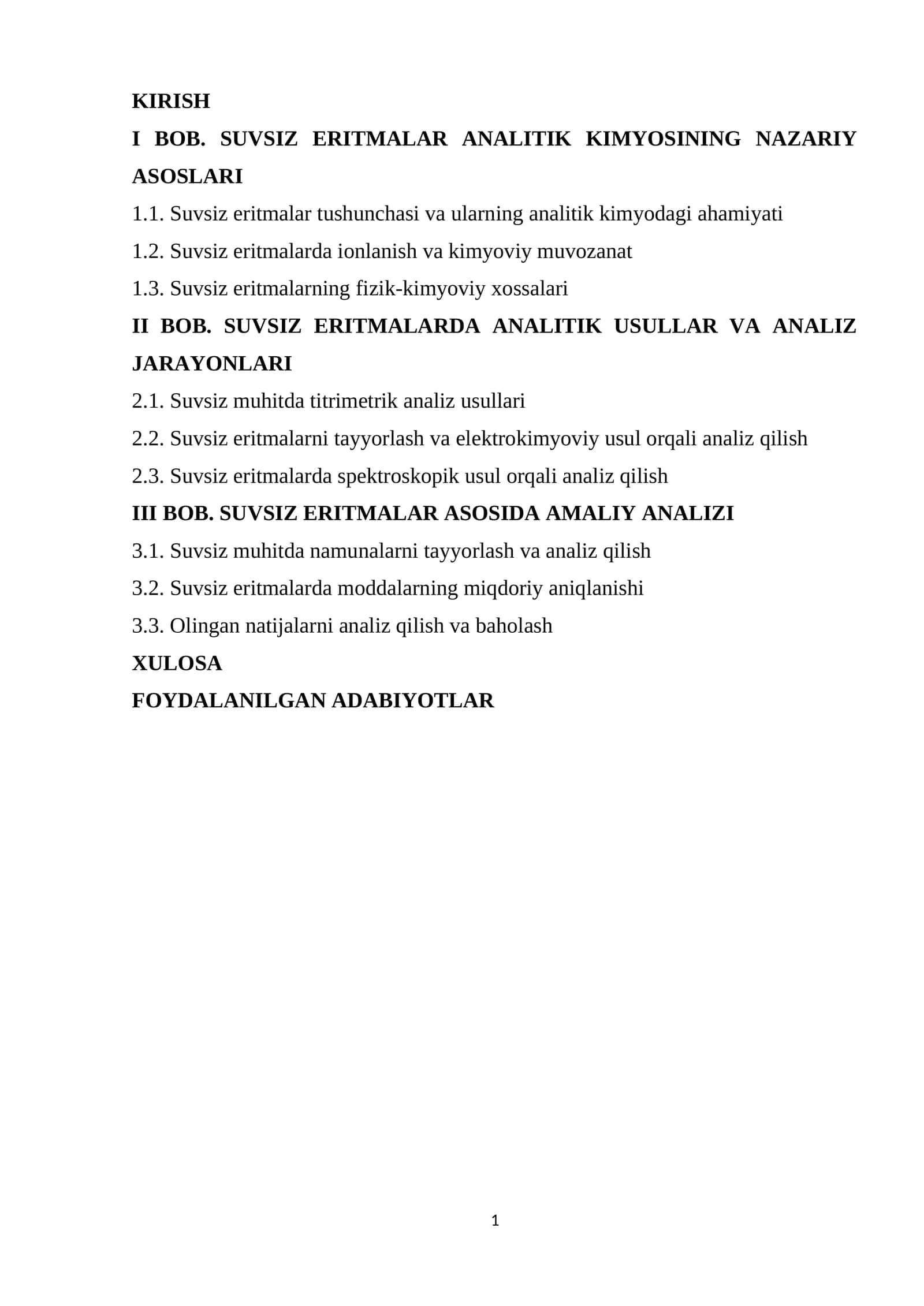 SUVSIZ ERITMALAR ANALITIK KIMYOSINING NAZARIY ASOSLARI 1
