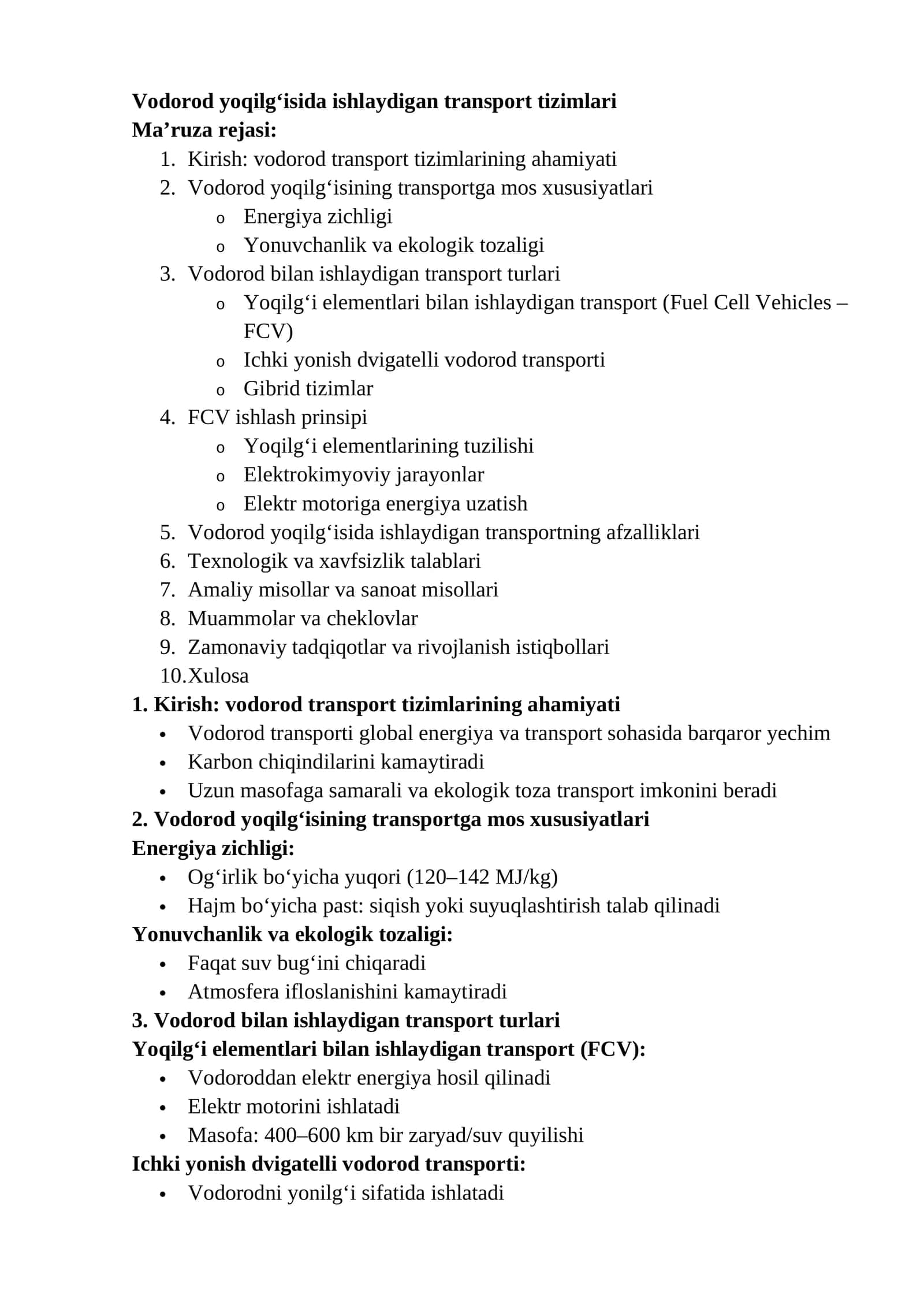 Vodorod yoqilg‘isida ishlaydigan transport tizimlari 1